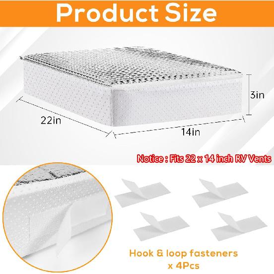 YUNVI RV Skylight Ulator 14X22X2.8,RV Vent Cover And Skylight Shade,Waterproof RV Vent Ulator Sunroof Pillow For Ide Camper Shower