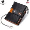 Humerpaul Genuine Leather Wallet Men Coin Purse Hasp Black Color With Chain Male Wallet Portomonee PORTFOLIO Money Bag Small