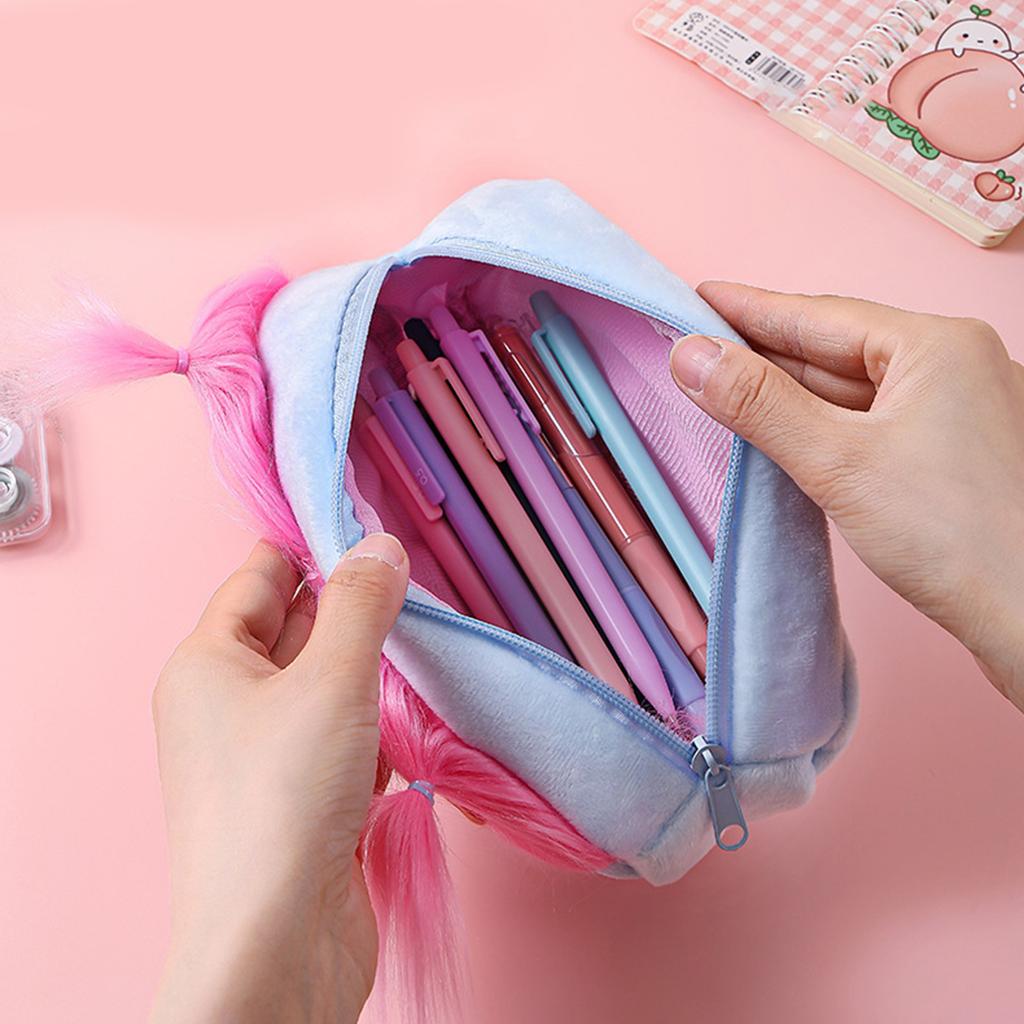 Мультяшная кукла-карандаш, плюшевая сумка для ручек, пенал на молнии, большая вместимость, сумка для канцелярских принадлежностей, подарок для ребенка в школу