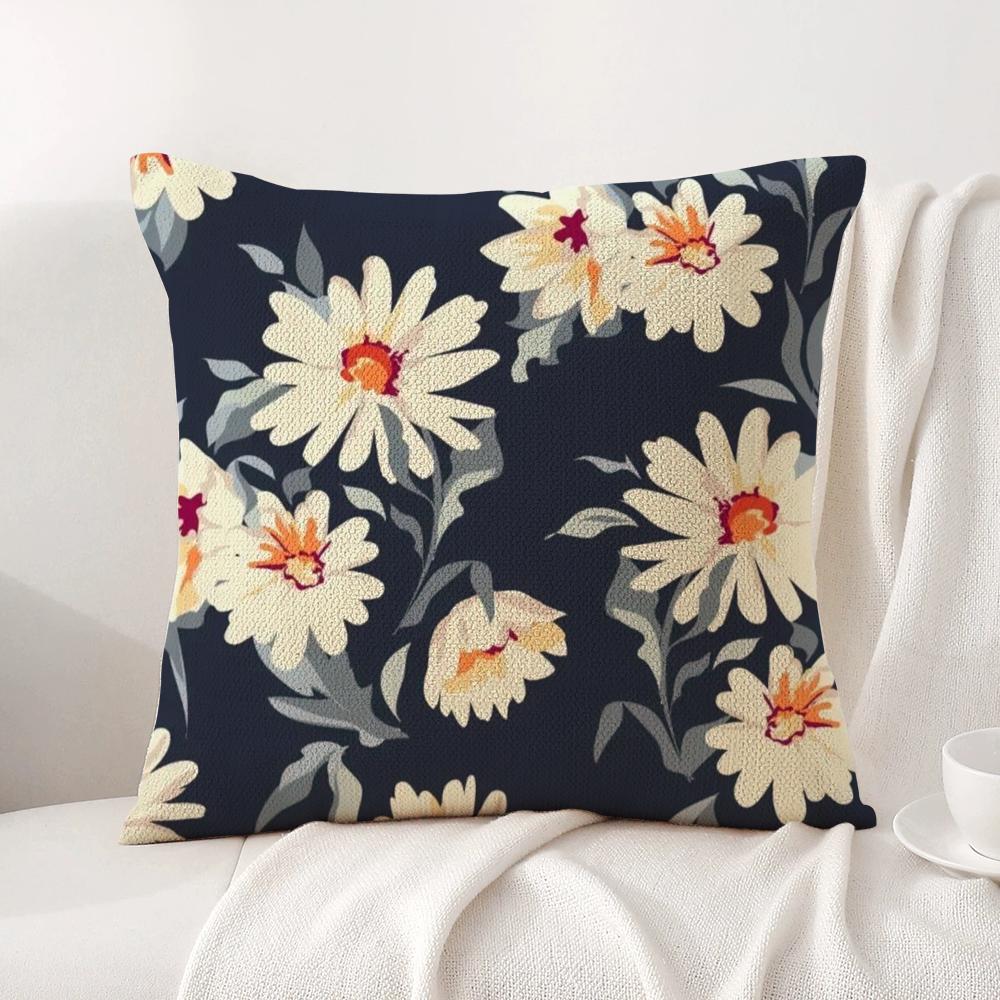 Classic Fresh Floral Pattern Cushion Cover Natural Linen Organic Fabric DoubleSided Printing Sofa Home Decor Gift Pillow Cover