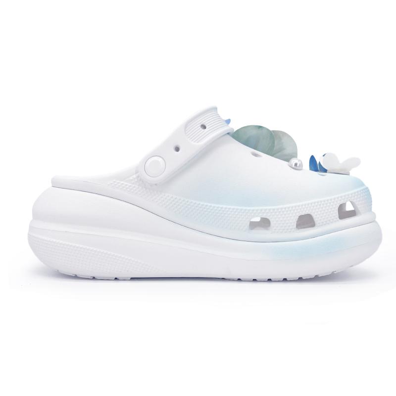 Crocs Crush Clog EVA Повседневные Универсальные Расписанные вручную Коллекция Весна/Лето Граффити Обувь с отверстиями Унисекс Изумрудно-зеленый