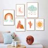 Nordic Rainbow Clouds Moon Cactus Prints And Posters Wall Art Canvas Paiting Wall Pictures For Living Room Home Décor No Frame