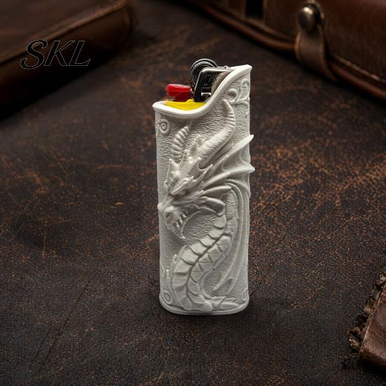 Detailed Relief Lighters Case Chinese Dragon Cover, Retro Oriental Protective Anti-slip Cover Case, Stylish Sleeve, Gift for Men Dad Grandpa