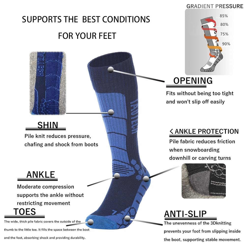 Носки TaoTech для улицы и толстые акриловые с градуированным холодом и запахом 1 пара темные сноубординг, спорт, катание на лыжах, мероприятия, походы, волокно, компрессионные,