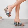 Fashion Plus Size 2025 Hot Sale Platform Open Toe Women's Slippers Summer Printing Wedges Sandals Outdoor Daily Casual Slippers Zapatos