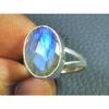 Natural Labradorite 925 Sterling Silver Oval Handmade Vintage Ring Size US-91 MK-91