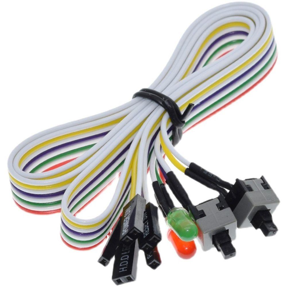 Reset Power Cord Push Button Switch PC Power Reset Switch with LED Light Motherboard Power Cable