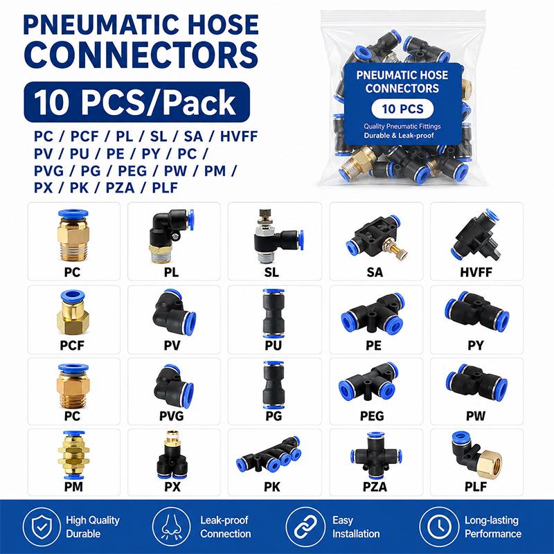 10Pcs PC PCF PLF PB PX PD PH SL PL Pneumatic Push in Fitting Quick Air Tube Connector Plastic 4mm-12mm Connector for PU Hose Fuel System Fittings7