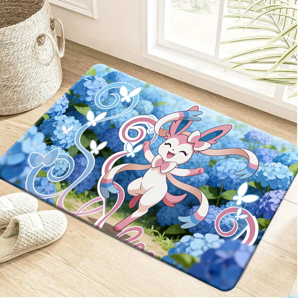 Pokemon Gengar Starry Night Cherry Blossom Print Non-slip Doormat Soft Floor Mat for Home Decor