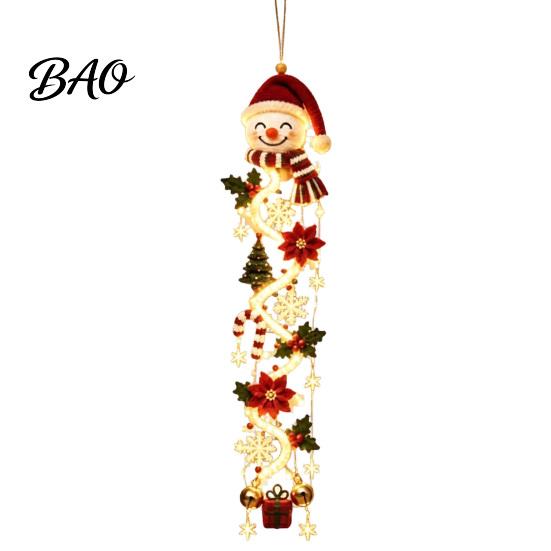 Handmade Look Xmas Ornament Glowing Christmas Door Hanger, Crochet Spiral with LED Lights, Snowman Santa Reindeer Lighted Holiday Hanger Angel