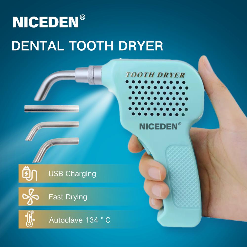 Niceden Дентальный сушитель для зубов Оборудование для сушки зубов с 3 насадками Перезаряжаемый Бондинг виниров для оральной ортодонтии