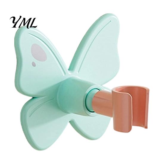 No Drill Shower Bracket Butterfly Head Holder, Wall Mounted Self-adhesive Handheld Bathroom Organizer Bracket, Universal Adjustment Waterproof