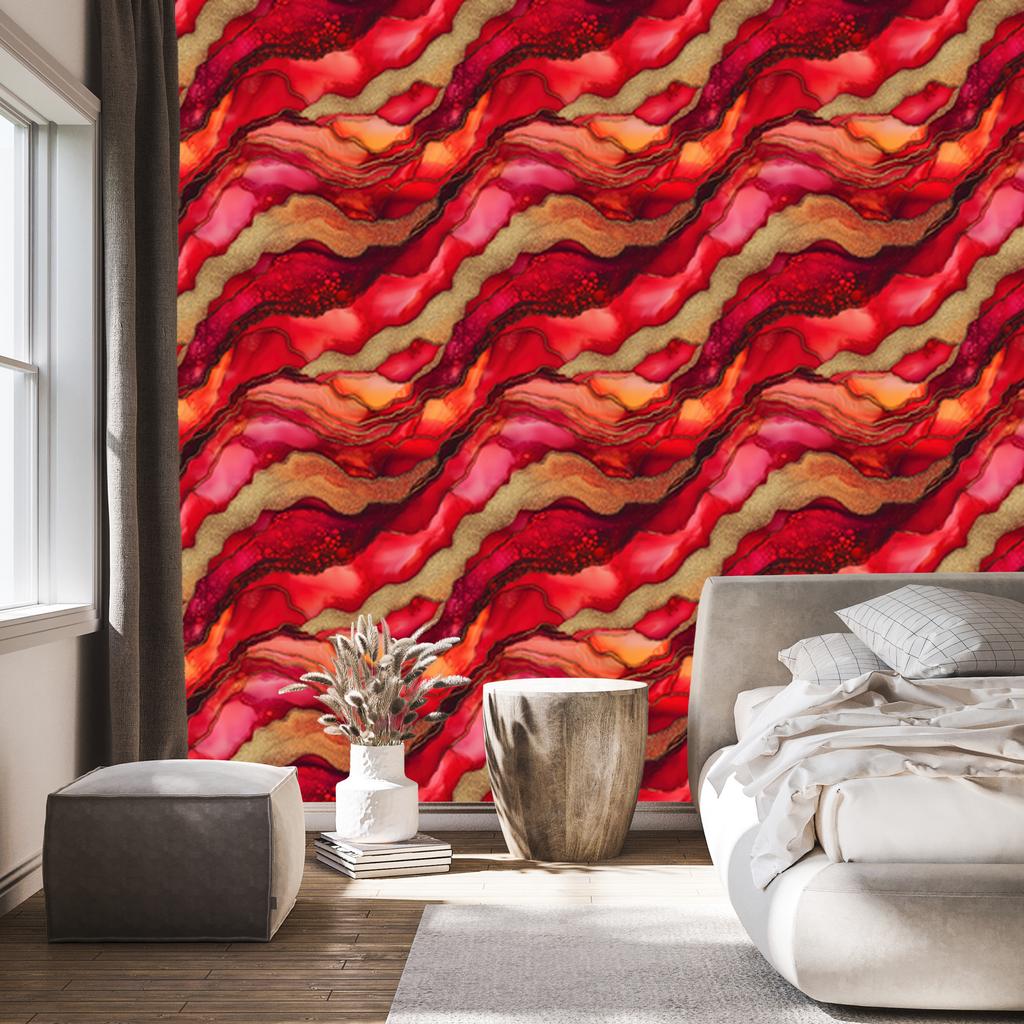 Ink Wallpaper Red, Orange, Gold and Pink 50x1000