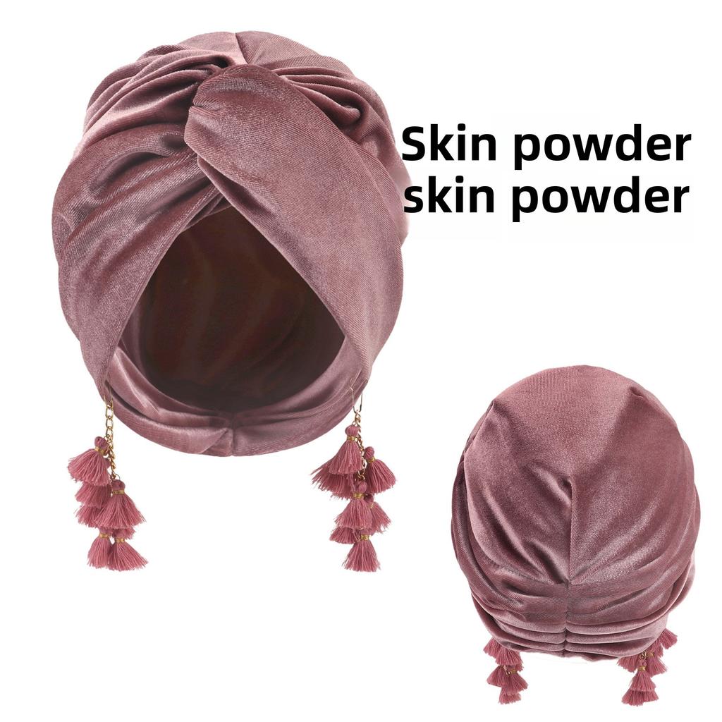 Spring New Women's Headscarf Hat Retro Special Style Fashionable and Trendy Tassel Cap Bohemian-style Cross Cap