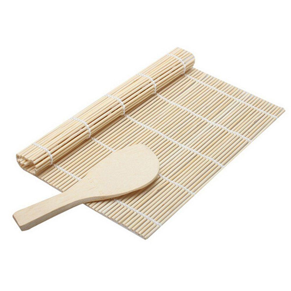 Kitchen Onigiri Bamboo Rice Spoon Paddle Sushi Rolling Roller Sushi Roll Maker Sushi Mat