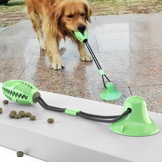 Dog Favorite Multifunction Pet Molar Bite Dog Toys Rubber Chew Ball Cleaning Teeth Safe Elasticity Soft Puppy Suction Cup Dog Biting Toy