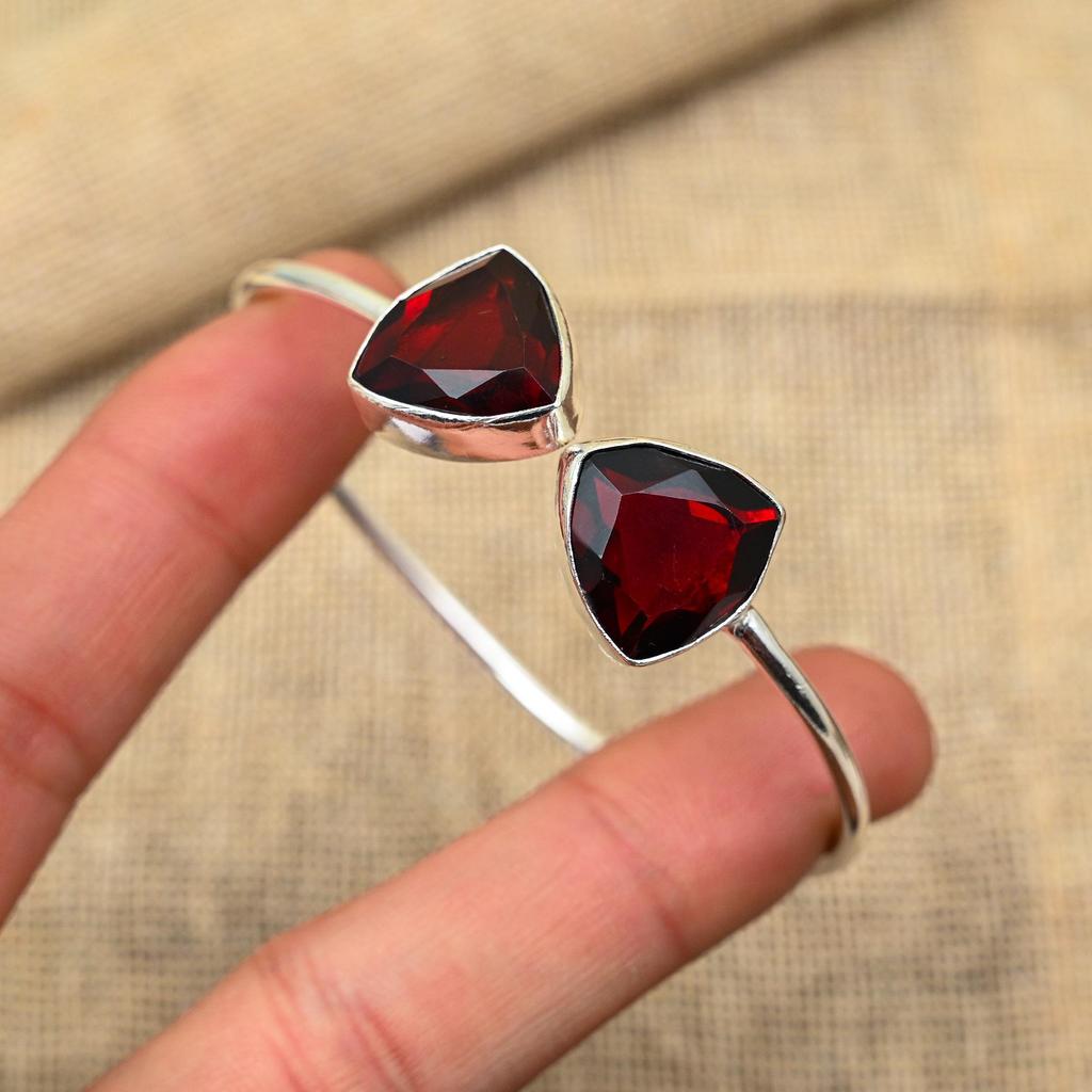 Удивительный браслет из стерлингового серебра 925 пробы с драгоценным камнем ручной работы из красного граната для нее