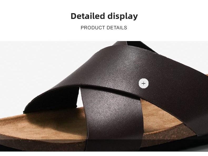 RUIZUSTOCK Ruizu Men's Summer Cork Cross-Strap Beach Sandals