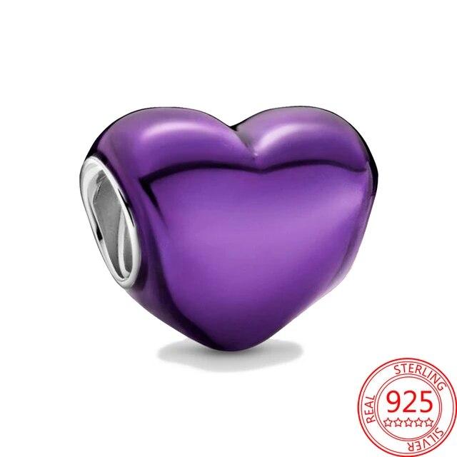 Новый Стерлингового Серебра 925 Фиолетовый Мурано Бусина Анютины Глазки Цветок Висячие Подвески Подходит Оригинальный Бренд Браслет И Ожерелье 925 Ювелирные Изделия Подарок