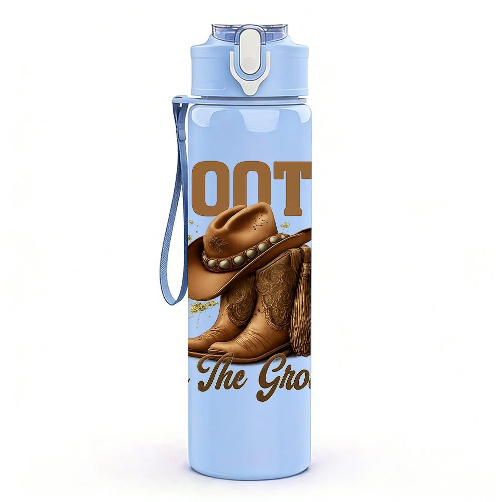 1PC Boots On The Ground Western Print 750ml Color Plastic Sports Water Bottle Leakproof Flip Straw Lid Suitable for Sports Office Home Use