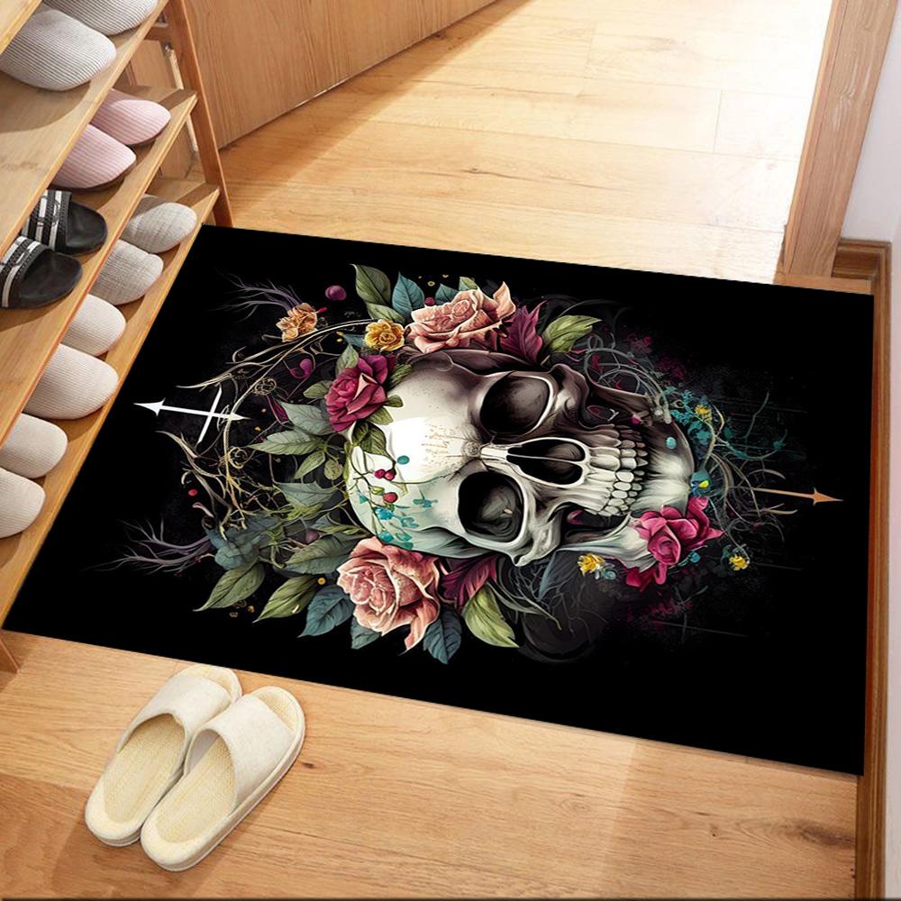 Colorful Skull Artwork Floor Mats for Living Room, Bedroom and Room Decoration Are Suitable for Gifts.
