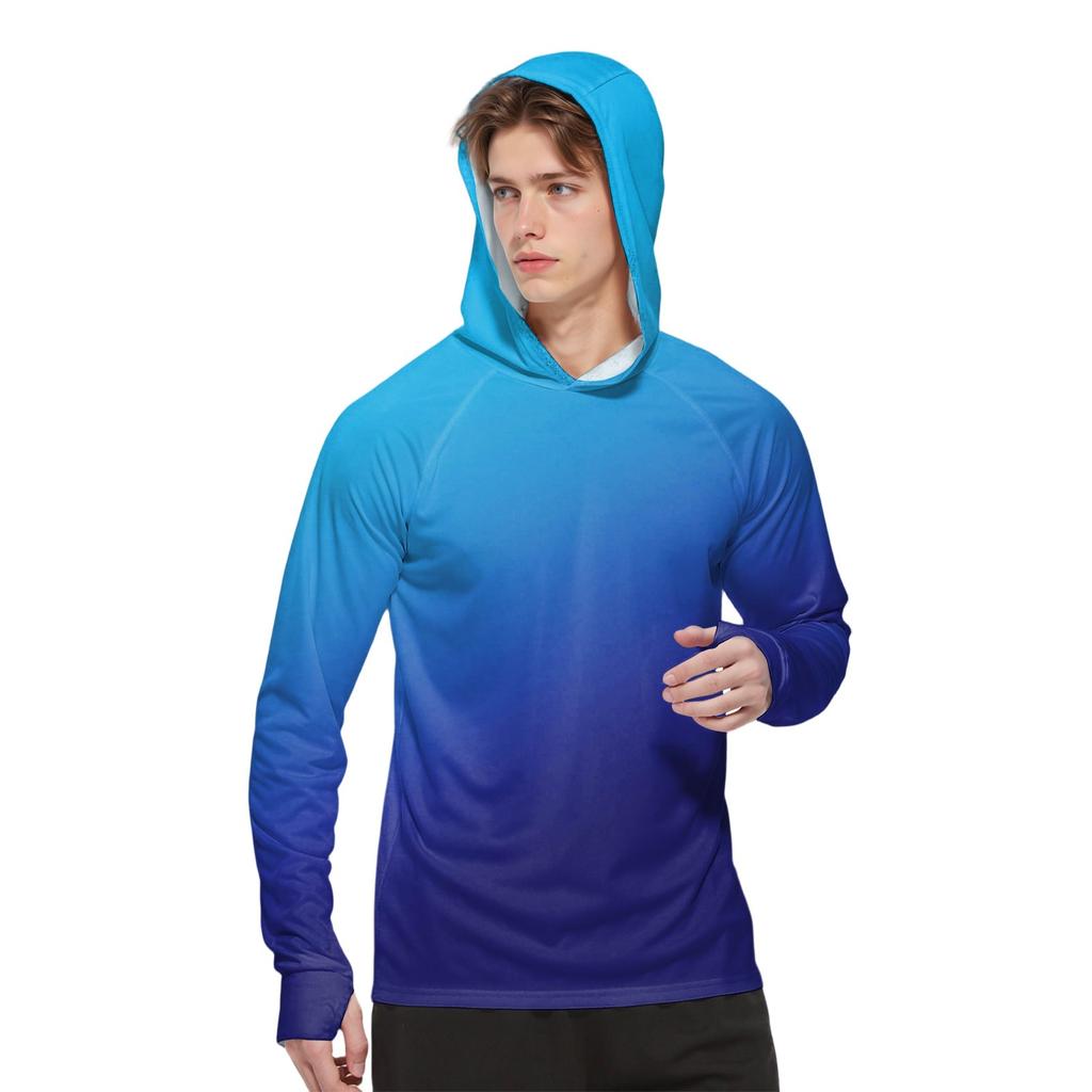 Мужская модная рубашка с длинным рукавом с принтом и капюшоном SPF/UV