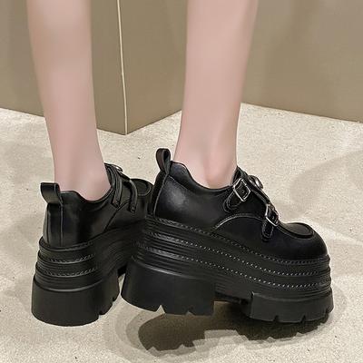 Женские кожаные кроссовки Новинка 2025 Весна Высокая платформа Шнуровка Повседневная обувь Толстая подошва 10 см Каблуки Обувь для ходьбы Zapatos Mujer
