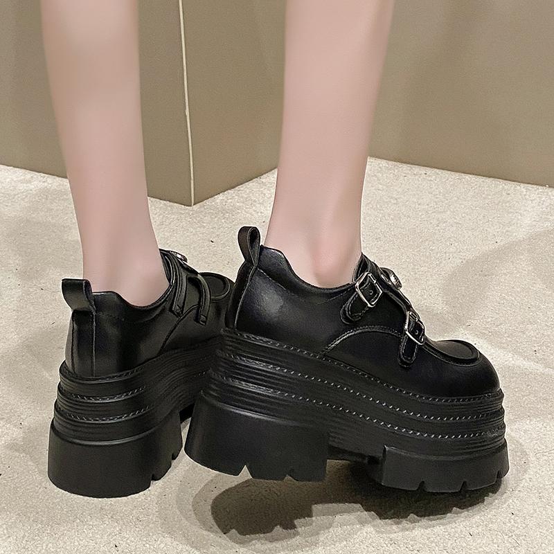 Модные женские кожаные кроссовки Новинка 2025 Весна Высокая платформа Шнуровка Повседневная обувь Толстая подошва 10 см Каблуки Обувь для ходьбы Zapatos Mujer