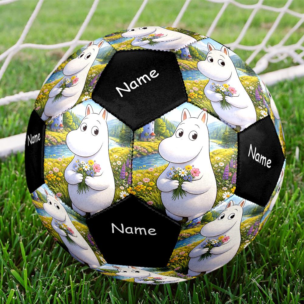 Custom Name Moomin Theme Size 5 Soccer Ball, Suitable for Both Indoor and Outdoor Matches, a Gift Suitable for Everyone.