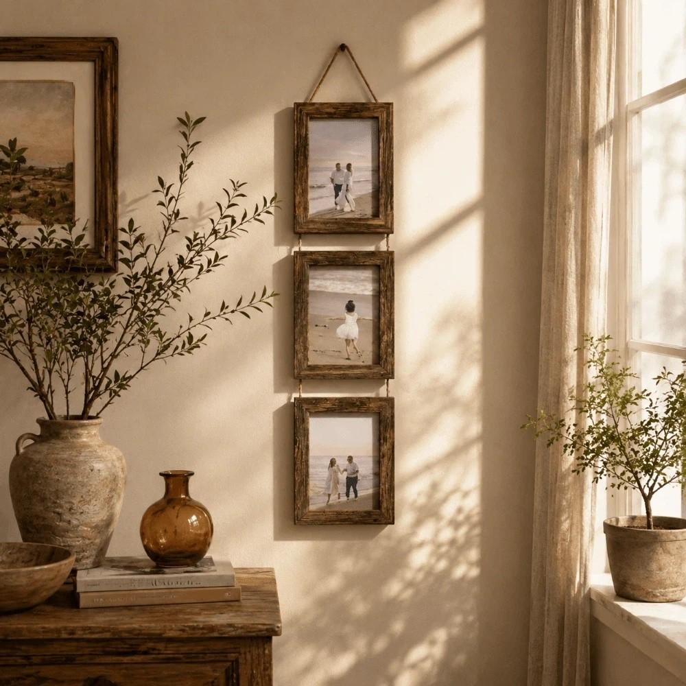 6-Inch Hanging Picture Frame Rustic Style Vertical Photo Wall Family Portrait Frame  Bedroom