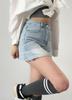 Глубокий Эластичный Деним Облегающая Мини Облегающая Мини Эластичная Корейская Короткая Джинсовая Размеры 12F038 Юбка, Юбка с Высокой Талией, Короткая, Джинсовая, Сексуальная, Стройнящая, Стиль,