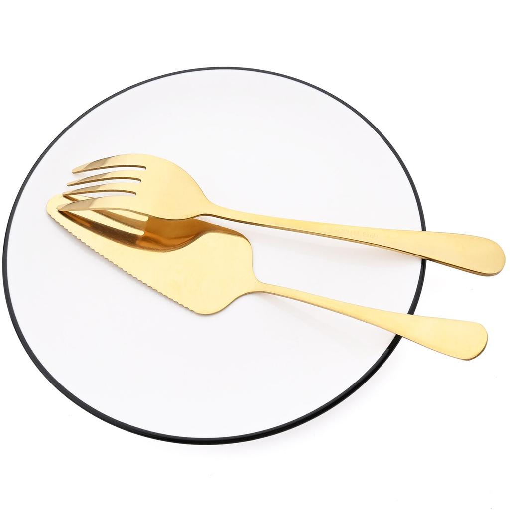 7 шт. золотой набор посуды, посуда из нержавеющей стали, лопаточка для торта, ложка для супа, дуршлаг, ложка, вилка для салата, ложка, набор столовых приборов