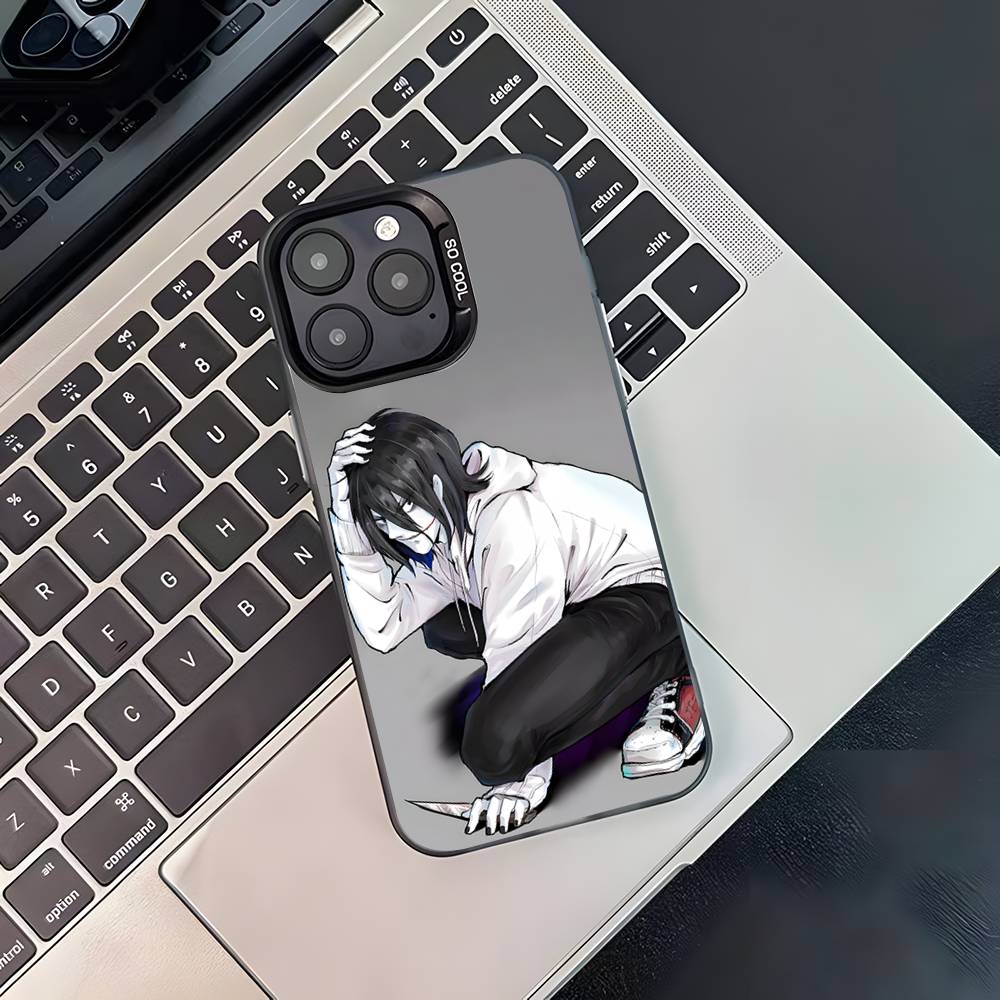 Жуткий городской убийца Джефф Для iPhone 17,16,15,14,13,12,11,Pro,MAX,Plus Черный Ударопрочный Конфетный Матовый Чехол