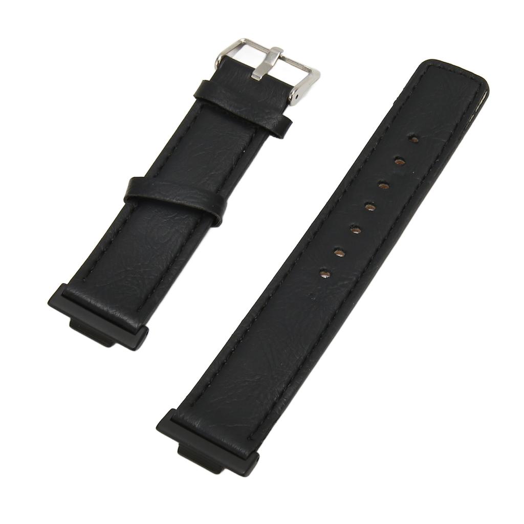 Leather Smartwatch Strap Comfortable Replacement Smartwatch Band Wristband for Watch FIT 2 Black