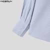 INCERUN Men Lapel Striped Front Cross Long Sleeve Shirts Loose Casual Tops
