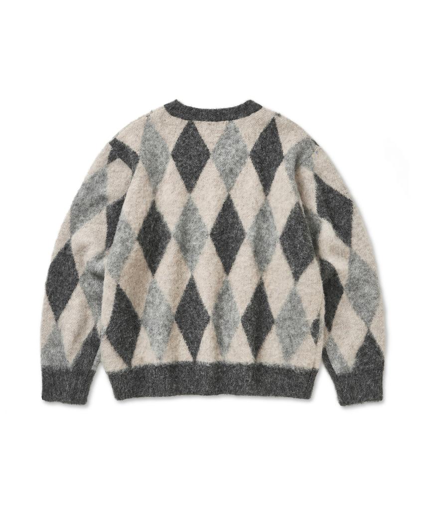 CUZNELLO Blend Argyle V-Neck Knit_Charcoal