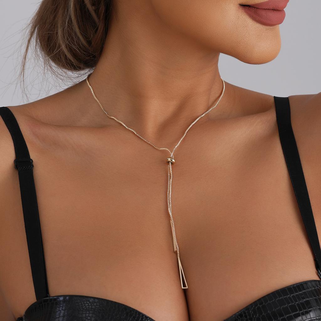 ins retro geometric triangle adjustable pull-out necklace personalized simple item decoration
