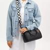Coach Rowan 25 Checkered Print Design Leather And Canvas Tote Shoulder Crossbody Bag Medium Women bags Black CR102-SVA16