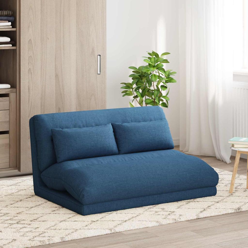 Adjustable Floor Armchair Blue Fabric