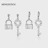 Asymmetrical Cold Style Chain Earrings with Lock and Key Design