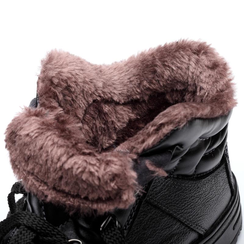Winter Black Ankle Leather Safety Shoes Men Waterproof Shoes Thermal Cotton Boots