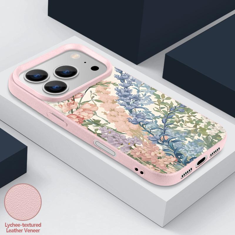 Для iPhone 18 Pro Max Чехол-книжка Цветочный принт Кожаная текстура Силиконовая крышка Для iPhone 17 16 15 14 13 Pro Max 16E 17E