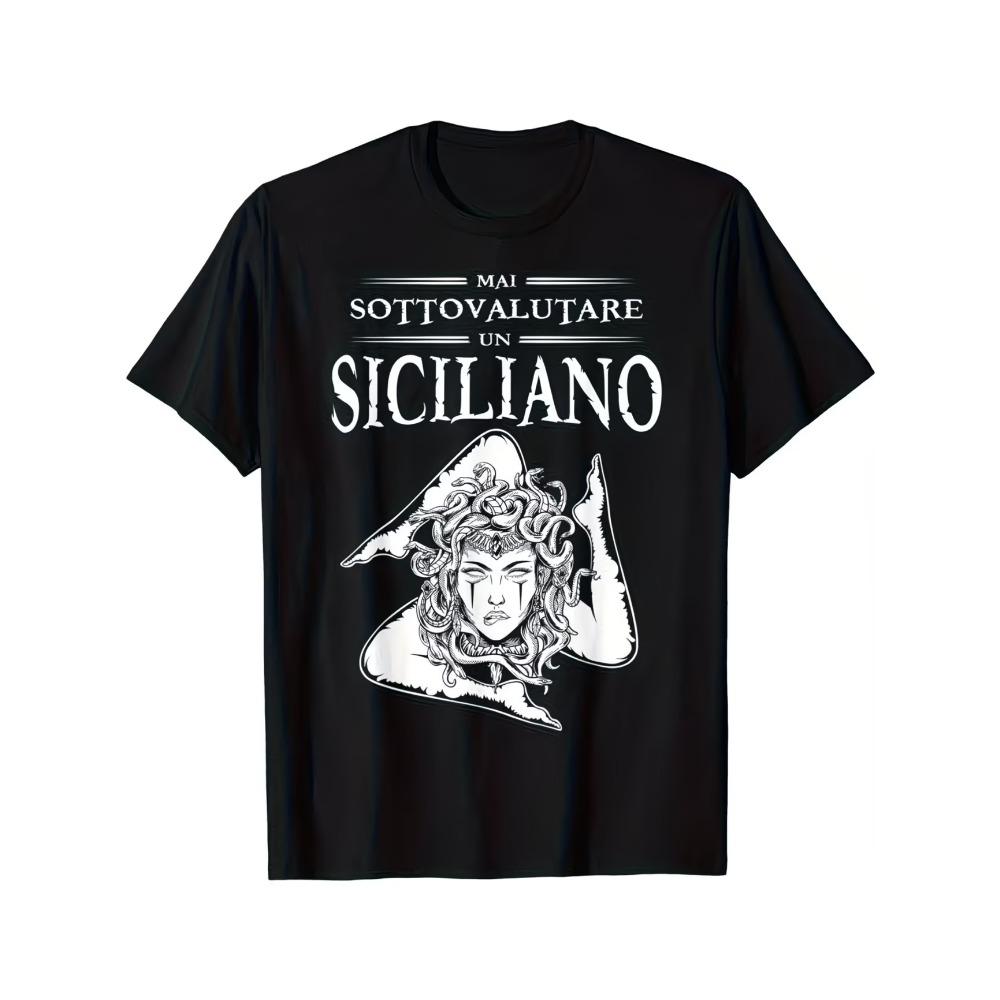 Женская футболка с графическим принтом Trinacria Mai Sottovalutare Мужская футболка Streetwear Оверсайз Летняя Новинка Забавная Арт Пародия Топ