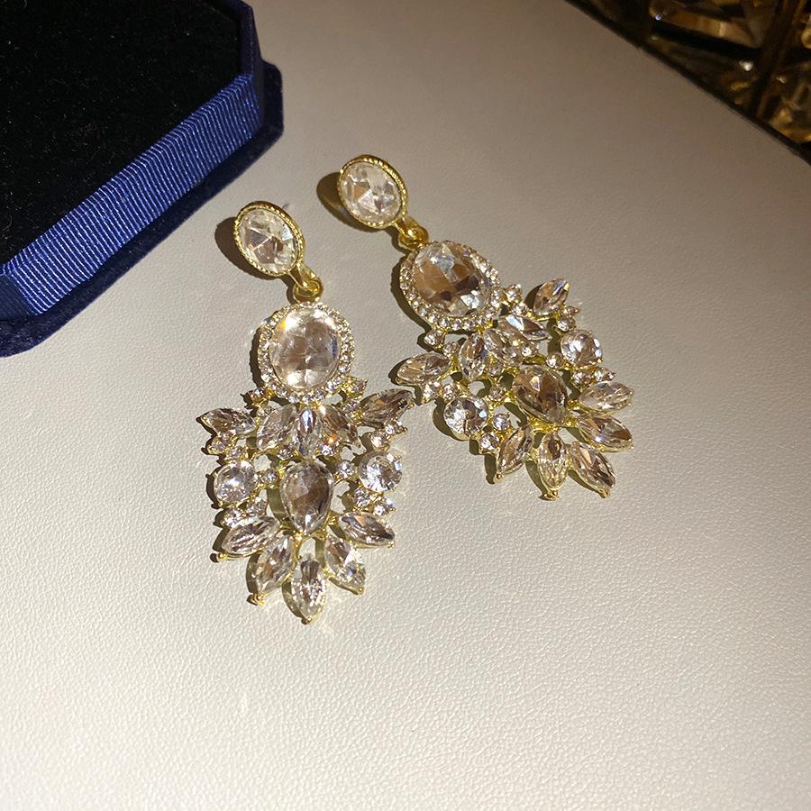 Овальные серьги-капли воды с инкрустацией стразами, полые, для женщин, легкая роскошь, высокий класс, серьги-подвески, аксессуары в стиле ретро-дворца