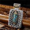 Retro High-end Ten Thousand Buddhas Chaozong Turquoise Rotatable Dzi Bead Pendant Taotie National Trend