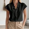 Women's Summer Solid Color V-Neck Lace Short Sleeve Top Fashion Casual T-Shirt 2026 New
