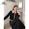 Зимний новый утепленный теплый шерстяной костюм в Корейском стиле, однотонный, повседневный, модный, элегантный, с лацканами, топ, длинное платье, костюм