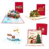 Folding Christmas 3D Pop UP Greeting Card With Envelope Santa Claus Snowman Xmas Invitation Card Postcard Navidad Supplies