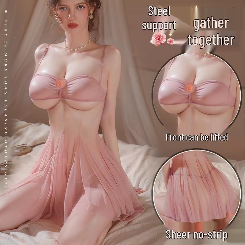 Женская сексуальная сетчатая ночная сорочка-камисоль пуш-ап на косточках