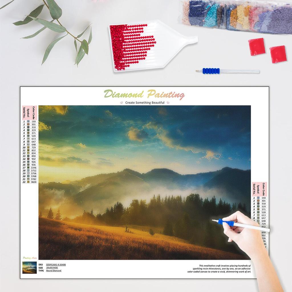 DIY Diamond Painting Landscape Diamond Embroidery Mountain Full Round Diamond Decoration Home 30x40cm/12x16inch